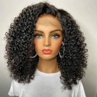 Short Kinky Curly Bob Human Hair Wig Pre Plucked Lace Frontal Closure Deep Wave Wig Glueless Curly Human Hair Bob Wigs