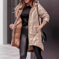Clothing Fashion Hooded Loose Long Sleeve Solid Zipper Cotton Jacket M Coat