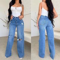 Cross Border Trade Wish Washed Casual Straight Leg Jeans Loose Trendy Long Pants Spring Autumn Style Stock