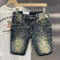 Clothing Back Pocket Print Slim Fit Denim Shorts Casual Stretch Five Points