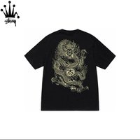 Stussy Dragon King Printed Cylindrical Short Sleeved T-shirt Made Of Pure Cotton Fabric For Both Men And Women