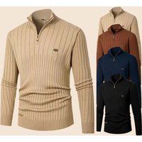  Knit Sweater Jacket Slim Fit Stand Collar Half Zip Pullover Ribbed Detailing Lightweight & Stylish Casual Wear