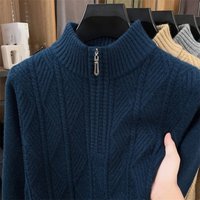 Men's Half-Zip Sweater – Thickened Winter Knit Pullover, Business Casual & Warm Layering For Modern Men