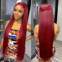 99J Burgundy Lace Front Wig Human Hair Wigs Colored Red Highlight Brown Straight Blonde 613 HD Lace Frontal Wig Human Hair 13×4