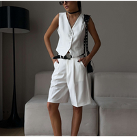 2025 Spring And Summer New V Neck Vest Straight Shorts Suit Comfortable Casual Commuter Women's Clothing