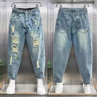 Men's Clothing Slim Fitting Pants Spring And Summer New Men's Clothing Ripped Casual Beggar Pants Men