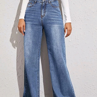 Clothing Hot Style Cat Whiskers Loose High Waist Wide Leg Jeans