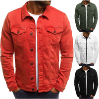 denim jacket casual solid jacket cardigan button cargo coat