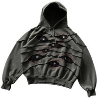 2027 Fashion Y2K Hip Hop Dark Retro Hoodies Quilted 3D Heavyweight Quilt Embroidery Loose Fitting Long Sleeve Loose Hooded Sweatshirts