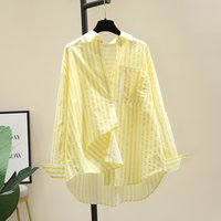  Casual Long Sleeve Striped Shirt Loose Fit Cotton Blouse Spring & Summer Elegant Office & Daily Wear