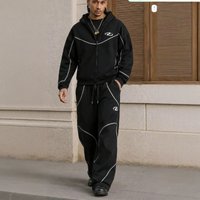 2027 Fashion European-USA Style Tracksuits Men Long Sleeve Zipper Hooded Sweatshirt + Sweatpants Two-Piece Casual Sport Sets S-6XL
