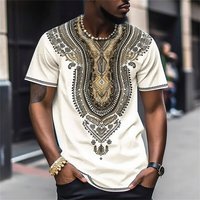 Men’s Clothing New Trend T Shirts Leisure Ethnic Style Short Sleeved Loose Casual Tops