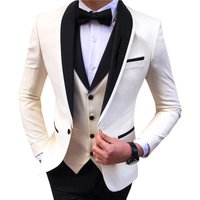 Clothing large suit slim fit double fork groom dress 3 piece suit formal casual solid