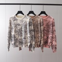 Clothing jungle tiger print round neck pullover long sleeved sweater base layer slim slim sweater