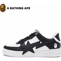 BATHING APE Bape STA OS Classic Lacquer Leather Double Splicing Trendy Fashion Board Shoes Air Force No.1 Board Shoes Same Style