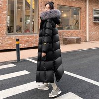 Clothing Luxury Fox Fur Trimmed Down Coat – Knee Length Goose Feather Jacket