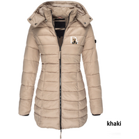  Mid Length Padded Jacket Slim Fit Hooded Winter Coat