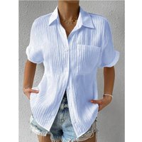 Solid Pleated Casual Loose Shirts 2023 Summer Oversized Shirts Blouses Fashion Elegant Female Tops
