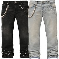 2026 European-USA Style Fashion Jeans Youth/Men Cotton Low Waist Set Diamonds Elastic Stacking Straight Type Vintage Denim Pants