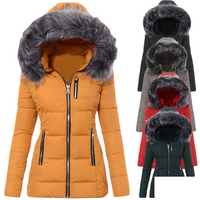 clothing fur collar zipper decoration slim cotton coat thick coat