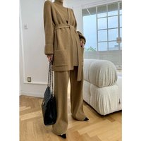 Women's fashion knit suit women loose temperament casual wide leg pants sweater cardigan three-piece set