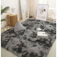 Silk Hair Tie-dye Gradient Carpet Plush Living Room Bedroom Net Red Bed Blanket Floor Mat Home (80*160cm)