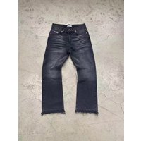Slim Fit Denim Jeans Ripped Patches Heavy Duty Hot Diamond Printing Trendy Royal Blue Black Vintage High Street Style