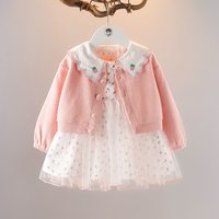 kid's clothing Girls' long-sleeved two-piece knitwear set for 1-3 year old girls baby autumn clothes