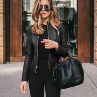 fashion leather PU suit small jacket