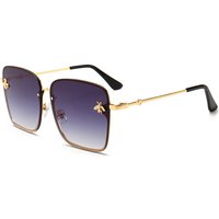 European American Sunglasses European American Personality Metal Square Frame Bee Sunglasses