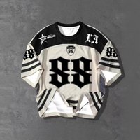 Clothing Cross Border Summer American Street Style Blocked Short Sleeved Los Angeles No. 88 Number Print Trendy Fashion T Shirt