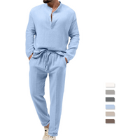 Men's Clothing Spring And Autumn Men's Solid Color Casual T Shirt Long Sleeved Shirt Trousers Suit