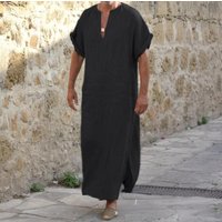 Men’s Clothing Muslim Loose Round Neck Long Robe