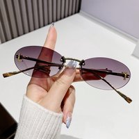 Letter L frameless circular small sunglasses metal oval frame glasses