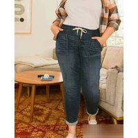 Women's Clothing Denim Pants Elastic Waistband Design Denim Jeans