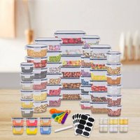 56-Piece Plastic Food Storage Container Set – Microwave Safe BPA-Free Meal Prep Containers With Lids, Airtight Kitchen Organizers For Fridge