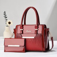 Mother Daughter Crocodile Pattern Shiny Leather Two Piece Set Crossbody Korean Style Handbag Shoulder Bag