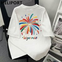 HELIPORT American Short Sleeved Hip Hop Year Fireworks Sweet Top