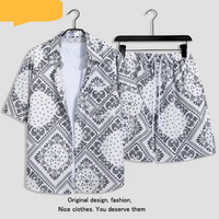 Beach Holiday Style Loose Shorts Flower Shirt Casual Two Piece Set