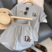 Clothing Smiley Face Print Short Sleeved Short sleeved T shirt Bear Graphic Letter Pattern Set