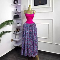 Clothing Sleeveless Long Dress Sexy Suspender Print Tight Pleated Fashion