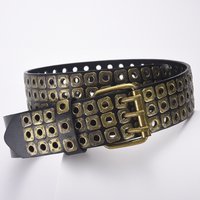 style square bead willow nail three exhaust eyes punk PU belt personalized trendy pants belt
