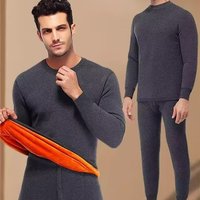 Men's Clothing Trade Men's Thermal Underwear Set, Gold Fleece Lined And Thickened Long Sleeved T Shirt And Trousers Set