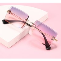 2023 designer original square ocean piece sunglasses street beat trend gradient rimless cut edge sunglasses