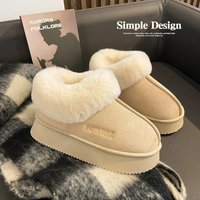 thick soled suede fluffy slippers winter warm indoor home