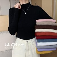 High Neck Long Sleeve Slim Fit Pullover Knit Top Versatile Base Layer Women's Clothing in Stock Real Shot New Style