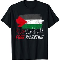 Free Gaza Free Palestine Flag Arabic Human Rights T Shirt