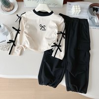 2024 autumn long sleeved fashionable top Korean version casual pants versatile two piece set 6753