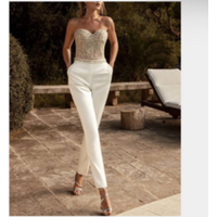 Clothing autumn clothing independent station wrapped chest sexy sleeveless embroidered sequined trousers jumpsuit