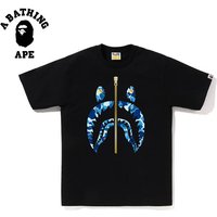 BATHING APE Camouflage Zipper Shark Short Sleeved T shirt